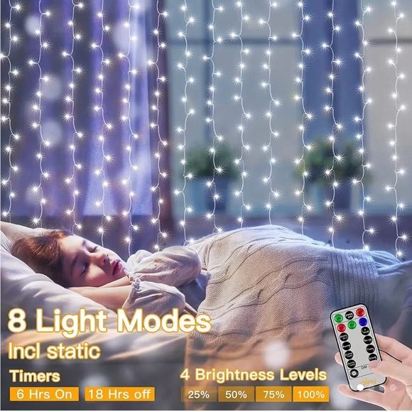 New! Color Changing Curtain Fairy Lights With Remote! - Picture 10 of 10